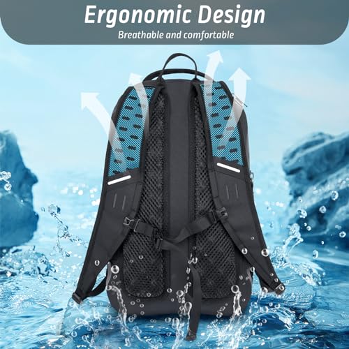 Trudave Waterproof Backpack, Waterproof Submersible Backpack, Floating TPU Coated Dry Bag with Airtight Zipper for Kayak, Fishing, Boating, Hiking (30L) - color: Blue, size: 30L