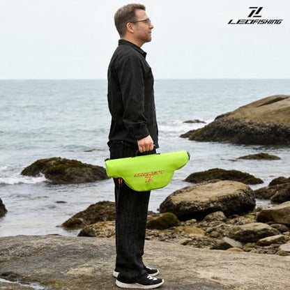 LEOFISHING Portable Folding Water-Resistant Fishing Pole Bag 45cm/17.7in 120cm/47.2in Shock-Resistant Fishing Pole Carrier Case Store up to 2-3 Fishing Rod with Reel and Gears - size: 45CM/17.7"