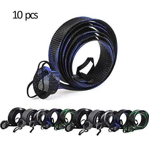 Leo 10 Pcs Rod Sock Sleeve Cover 190cm/74.8inches Braided Mesh Protector Pole Gloves Fishing Tools With Strap for Fly Spinning Casting Sea Rod
