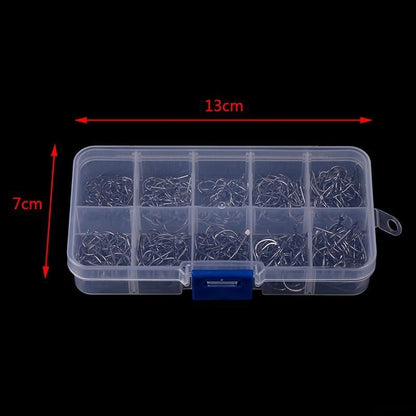 500 Pieces Fishing Hooks Assortment, 10 Sizes #3-#12 Carbon Steel Fishhooks with Storage Box, Black Tackle Kit for Saltwater and Freshwater Fishing