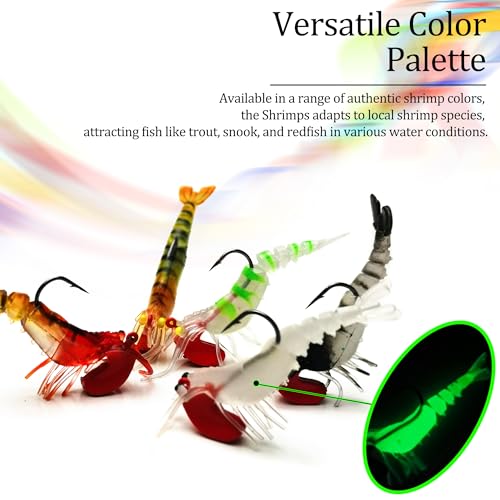 Soft Fishing Lures Shad Minnow Swimbaits, Pre-Rigged Jig Heads Paddle Tail Swim Baits for Bass, Trout, Walleye, Crappie, Sinking Jigs Bait for Saltwater Freshwater, Fishing Gifts for Men - color: C4-10 Pcs Soft Shrimp Swimbait