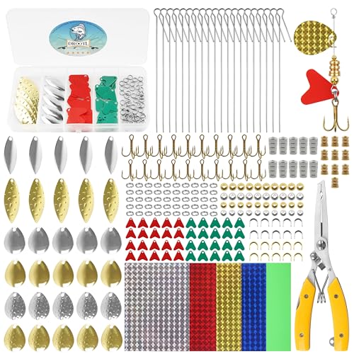 Fishing Lure Making Kit, 246pcs DIY Spinner Making Supplies Inline Spinnerbait with Fishing Pliers Make Your Own Fishing Lures Spinner Baits for Bass Trout Salmon Freshwater Gift for Men