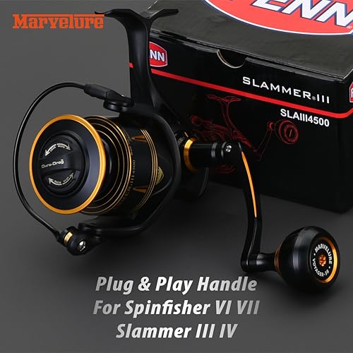 Titan Series Foldable Power Handle Compatible for Penn Spinfisher VI VII, Slammer III IV Spinning Reel (Not for Spinfisher Long Cast/V/SS) - size: For Slammer/Spinfisher 9500-10500 Thread