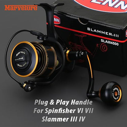 Titan Series Foldable Power Handle Compatible for Penn Spinfisher VI VII, Slammer III IV Spinning Reel (Not for Spinfisher Long Cast/V/SS) - size: For Slammer/Spinfisher 7500-8500 Thread