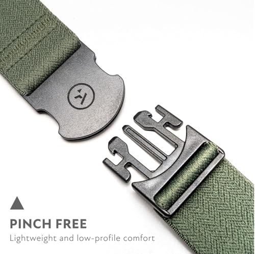 Arcade The Original Unisex Adventure Belt, Heavy Duty Elastic Webbing, Non-Metal Travel Friendly Buckle - color: Ranger - Ivy Green, size: Standard (Up to 40"); 1.5" Wide