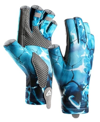 SUJAYU Fishing Gloves Men Women UV Protection Gloves, Sailing Gloves Kayak Gloves Paddling Gloves Rowing Gloves, Sun Gloves for Men UV Protection Gloves Fly Fishing Accessories - color: Blue, size: X-Large