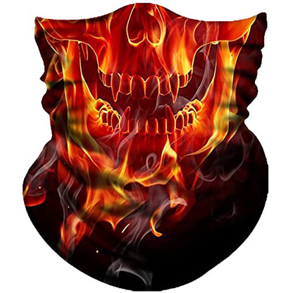 Obacle Bandana Face Mask Neck Gaiter Tube Mask Men Women for Sun Dust Protection - color: Skull Gold Fire Face
