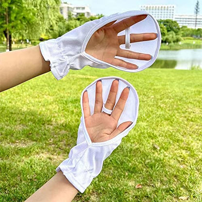 2 Pairs Hand Sun Protection Gloves Screen Drape Sunshade Cover UV Protector Breathable Cooling Fingerless for Women Men Driving Fishing Riding Hiking Canoeing Rowing Outdoor