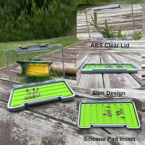 Aventik Silicone Fly Boxes Super Slim Waterproof Best Pocket Sizes Fly Fishing Storage 7.36"X4.02"X0.63"/5.39"X3.74" X0.63'(1pc-g048lb) - style: 1PC-G048LB:7.36"X4.02"X0.63"