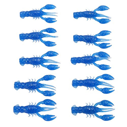 10pcs Crawfish Soft Lure Fishing Lure Crawdad Bait PVC Shrimp Artificial Soft Lure Baits for Bass Fishing Crayfish Baits Swimbait - color: Blue