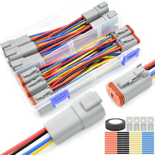 8 Set 4 Pin Deutsch Wire Connector Kit with Waterproof Heat Shrink Tubing for Car, Truck, Boat, 8 Kits (C- 4Pin Wiring 8Pair) - size: DT Connector 8 Sets 4 Pin