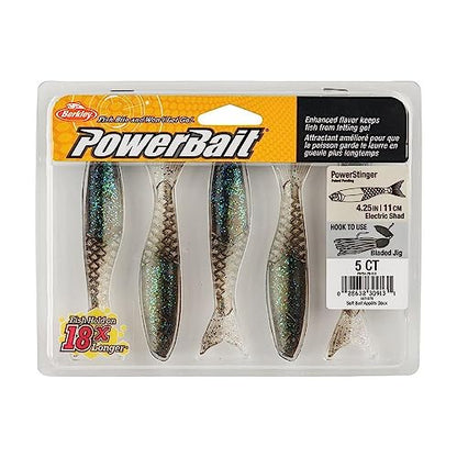 Berkley PowerBait PowerStinger Fishing Soft Bait - color: Electric Shad, size: 4 1/4"