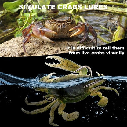 3Pcs Fishing Soft Plastic Lures Crab Soft Lure with Double Fishing Hooks Crab Baits Traps Kit for Bass Saltwater Fishing