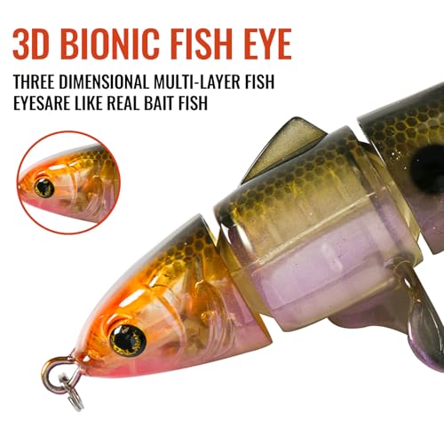 Fishing Lures for Trout Bass Multi Jointed Swimbaits 3D Bionic Fish Eye Swimming Lures Lifelike Hard Bait for Freshwater Saltwater - color: Orange