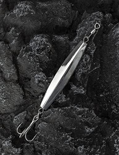 Bluewing 6oz/8oz/10oz/12oz/14oz/16oz Fishing Diamond Jig Chrome with High Carbon Steel Treble Hook 1pc Premium Fish Lure Durable for Saltwater Freshwater - size: 8oz