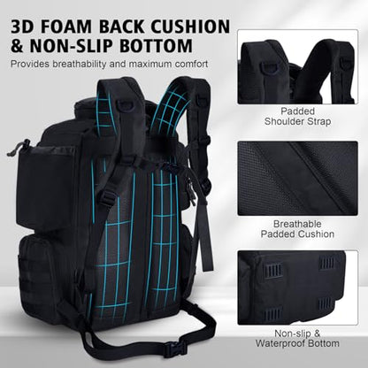 Goture Fishing Backpack with 4 Tackle Boxes,900D Water-Resistant Tackle Backpack with Rod Holders,45L Large Fishing Bag Storage Gear Tackle Bag with Rain Cover,Bottle Holder for Travel Camping Hiking - color: A1:black With 4 Tackle Boxes