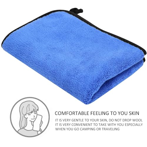 – Thickened Double Sided Absorbent Hand Towel with Clip for Fishing, Boating, Kayaking, Wiping Rods, Reels and Outdoor Gear, 15.7 x 11.8 Inch(Blue) - color: Blue
