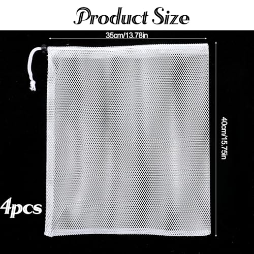Mesh Chum Bag, 4 Pcs Bait Chum Bucket for Enhanced Fishing Attraction 14 x16 inch, Nylon Drawstring Laundry Bags, White Net Storage Bags for Saltwater Fishing Kitchen Gifts Travel College - size: 14 x16 inch