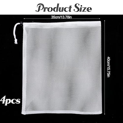 Mesh Chum Bag, 4 Pcs Bait Chum Bucket for Enhanced Fishing Attraction 14 x16 inch, Nylon Drawstring Laundry Bags, White Net Storage Bags for Saltwater Fishing Kitchen Gifts Travel College - size: 14 x16 inch