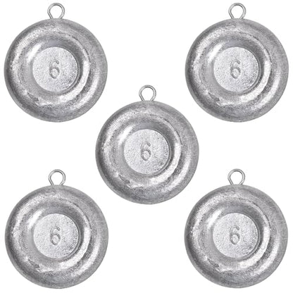 Disc Sinkers Fishing Weights Coin Weight Saltwater Fishing Weight sSinker Surf Fishing Inline Trolling Bottom Drifting Catfish Weight Sinker Fishing Tackle Gear 1oz 2oz 3oz 4oz 5oz 6oz 8oz - style: 6oz - 5pcs