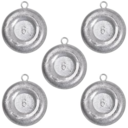 Disc Sinkers Fishing Weights Coin Weight Saltwater Fishing Weight sSinker Surf Fishing Inline Trolling Bottom Drifting Catfish Weight Sinker Fishing Tackle Gear 1oz 2oz 3oz 4oz 5oz 6oz 8oz - style: 6oz - 5pcs