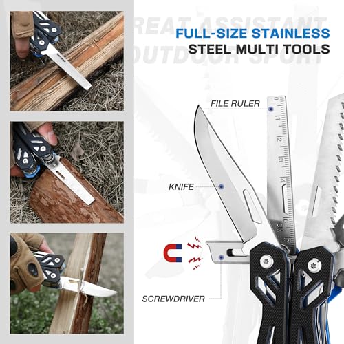 MOSSY OAK Multitool, 21-in-1 Stainless Steel Pocket Knife with G10 Handle, Screwdriver Sleeve, Self-locking Pliers with Sheath-Perfect for Outdoor, Survival, Camping, Hiking, Simple Repair - color: 21-in-1, Black
