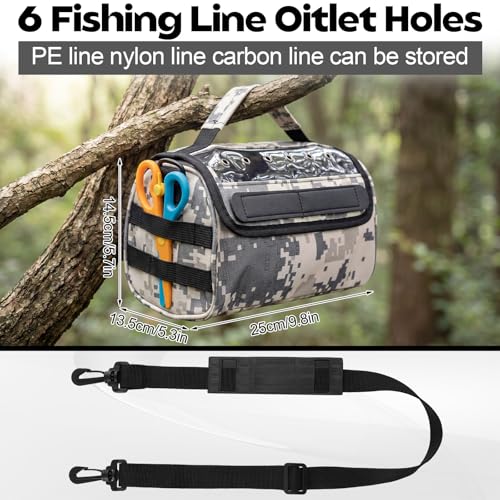 2 Pcs Fishing Line Management Bag Waterproof Nylon Fishing Line Storage Bag Transparent Window Removable Divider Leader Lines Spool Organization, Camouflage Khaki - color: Camouflage Khaki