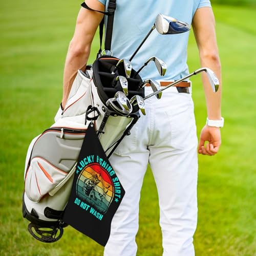 NIENIE Lucky Fishing Shirt Do Not Wash Golf Towel 16 x 24 Inch Golf Towels for Golf Bags with Carabiner Clip Microfiber Sports Golf Towel Men Women Golf Accessories