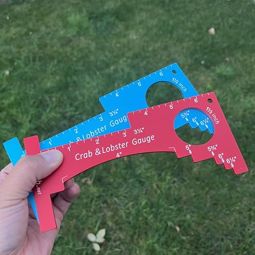Crab Gauge & Lobster Ruler – 3mm Thick Aluminum Measuring Tool, Heavy-Duty Crab Ruler for Dungeness, Red Rock, Blue Crab & Lobster – Applicable for WA, OR, CA & Atlantic/Gulf States - color: Blue