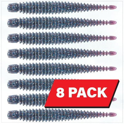 6th Sense – Boosa Ned 3.3 – Finesse Ned Worm – Bass Fishing – Ribbed Body Shimmy Tail – Divine Ned Jig Heads - Made in the USA - color: 4k Shad
