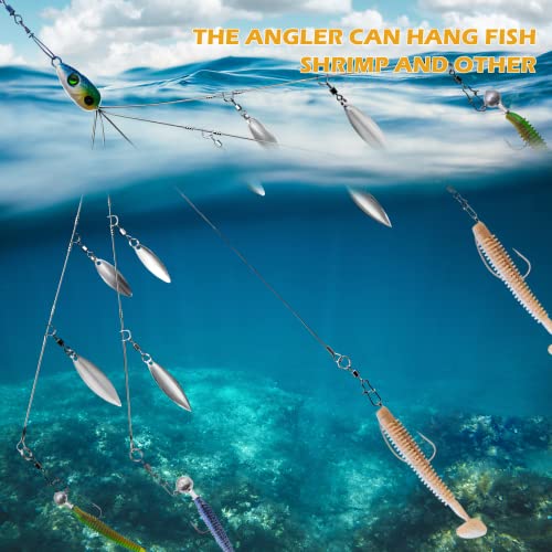 5 Arms Alabama Rigs for Bass Fishing, Swimbait Lure Kit Umbrella Rigs with 4 Willow Leaf Blades for Trout Salmon Freshwater Saltwater - color: 8 Blades-2pcs