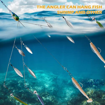 5 Arms Alabama Rigs for Bass Fishing, Swimbait Lure Kit Umbrella Rigs with 4 Willow Leaf Blades for Trout Salmon Freshwater Saltwater - color: 8 Blades-2pcs