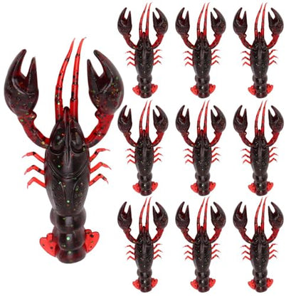 HERCHR Soft Fishing Lure Crawfish Bait Shrimp Lobster Claw Artificial Lure 10pcs Soft Lure Baits - color: RED