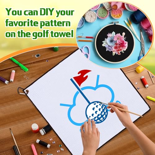 Batiyeer 12 Pcs Golf Towel Bulk for Golf Bags Microfiber Fabric Towel with Clip Waffle Pattern, Fitness, Camping, Hiking, Yoga - color: Black, Grey, White