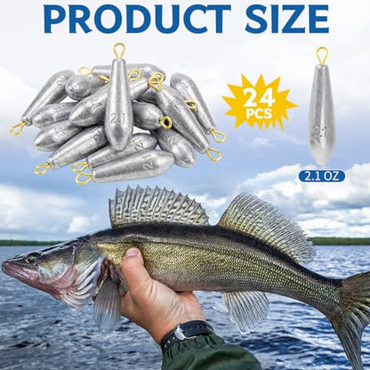 Landhoow Drop Shot Fishing Sinker Weights Kit Freshwater Catfishing Fishing Sinker Bass Casting Removable Line Saltwater Streamlined Snap Weight for Trolling Surf Tackle - size: 2.1 oz