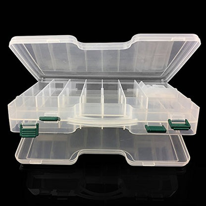 2 Sided Fishing Tackle Box, White | 44 Compartments, Large, Fishing Lure Storage, With Dividers