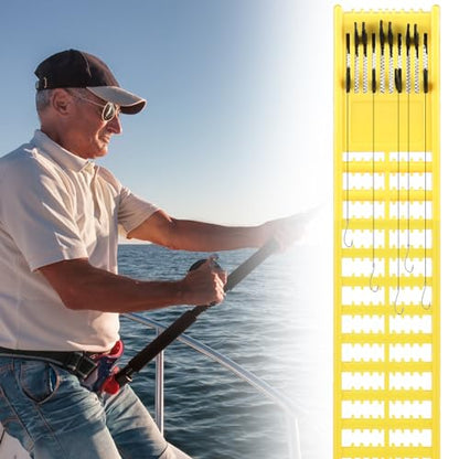 Meooeck 8 Pieces Fish Hook Holder Snelled Fishing Leader Holder 10.6 x 2.36 x 0.67 Inch Line Organizer for Storing Line Rigs - color: Yellow