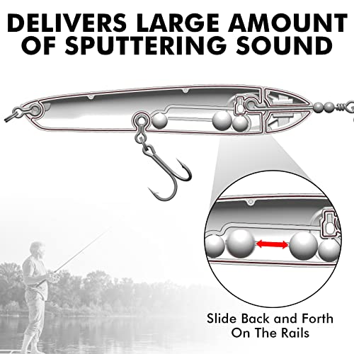 TRUSCEND Popobait Easy Catch Fishing Lures with BKK Hooks, Instant Startup, Longer Cast, Balanced Spray/Sound/Swim, Plopper Topwater Lures for Bass, Trout, Pike, Walleye, Freshwater Saltwater Fishing - color: C3-5",1oz