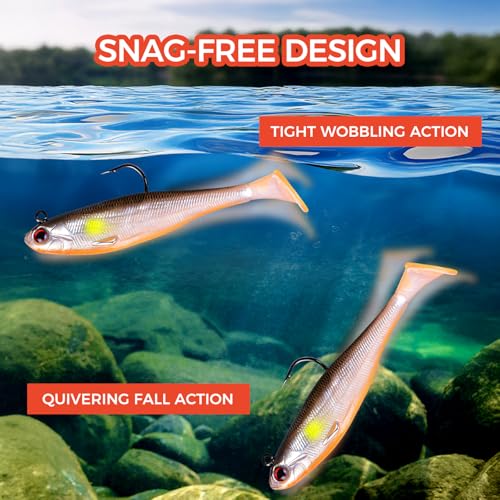 5/6Pcs Easy Catch Pre-Rigged Soft Lures,Baits for Bass Fishing - Jig Heads Soft Plastic Walleye Lures, Fishing Bait for Saltwater & Freshwater - color: 3.5",0.42oz,Colorful