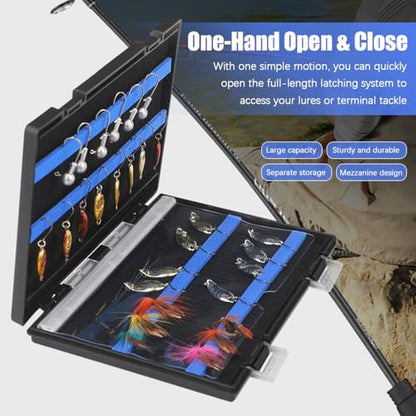 Small Fishing Tackle Box Organizer Waterproof Fish Baits Storage Case Double-Sided Fly Lures Holder with Transparent Plate Portable Outdoor Fishing Accessories