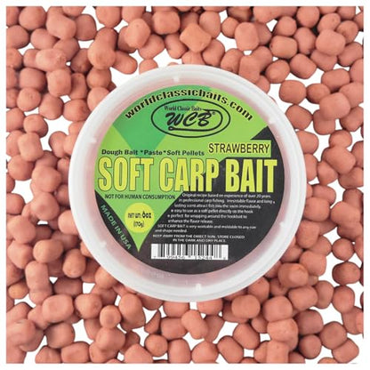 WCB Carp Baits Fishing Dough Bait Paste Soft Pellets - Soft Carp Bait - Ideal for Carp and Catfish Fishing - style: Flavor: Strawberry