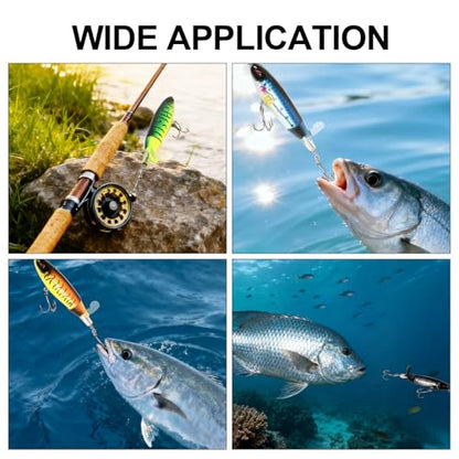 Whopper Fishing Lure for Bass：Popper Top Water Fishing Lures with Floating Rotating Tail Barb Treble Hooks Saltwater Freshwater Plopping Lures Kit - color: 6pcs