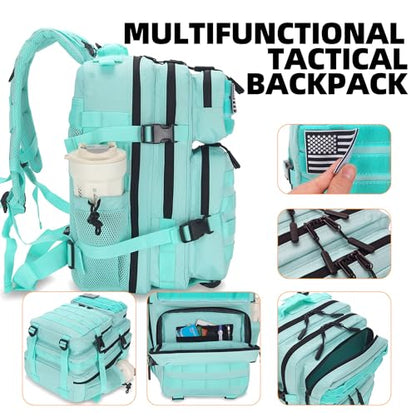 Lovelinks21 25L Tactical Backpack for Men and Women Military Backpack Small Assault Pack Molle Backpack Bug Out Bag Travel Rucksack Daypack (Mint Green) - color: Mint Green