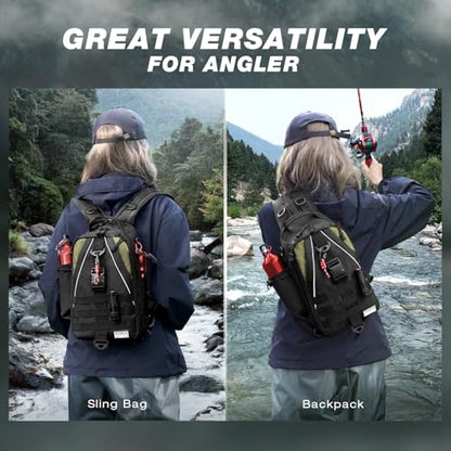 Ghosthorn Fishing Backpack with Tackle Boxes Fish Lip Gripper Pliers Lures Waterproof Tackle Bag with Rod Holder Fishing Gear - color: Black, size: Standard