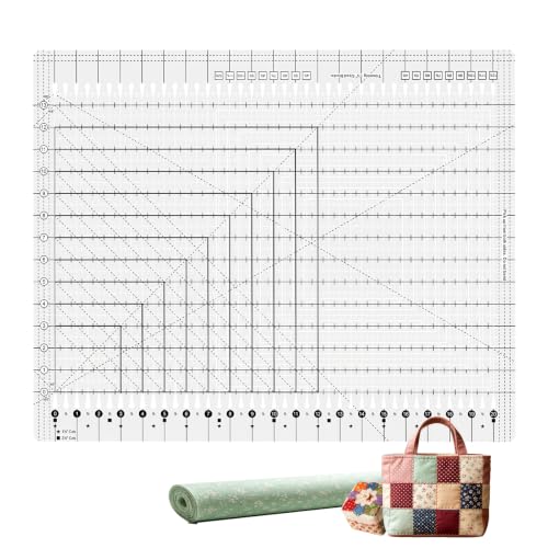 Upgrade Ruler for Quilting, 17-3/4in x 22in Slotted Quilting Ruler, High-Clarity Thickened Acrylic, Non-Slip Grip Extra Large Acrylic Fabric Strip Cutting Sewing, Crafting, Patchwork Ruler & Template