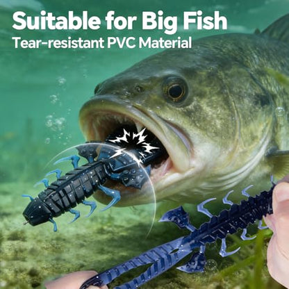 Crawfish Lure 5.5", Soft Plastic Crawdad Creature Bait with Rattles, Weedless Bass Fishing Lure, Realistic Fishing Lures for Freshwater & Saltwater, 3 Pack Red Green Blue - color: red blue green