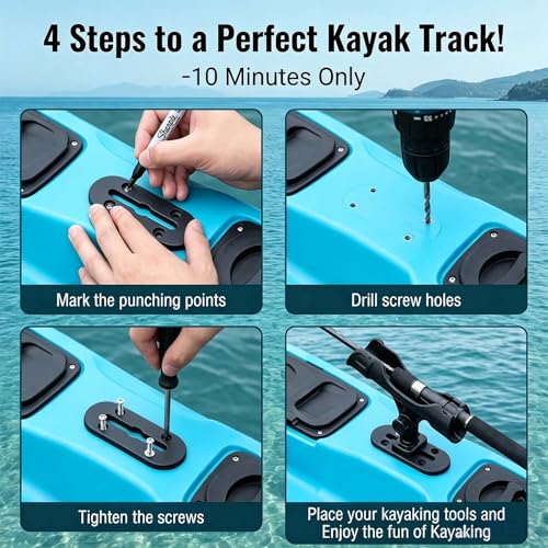 Kayak Track,Low Profile Kayak Rail Mount,Kayak Gear Track for Fishing Rod Holder, Fish Finder, Cup Holder, Paddle Holder, Anchor Cleats & All T-Slot Kayak Accessories - size: 4 Inch，4 Pcs