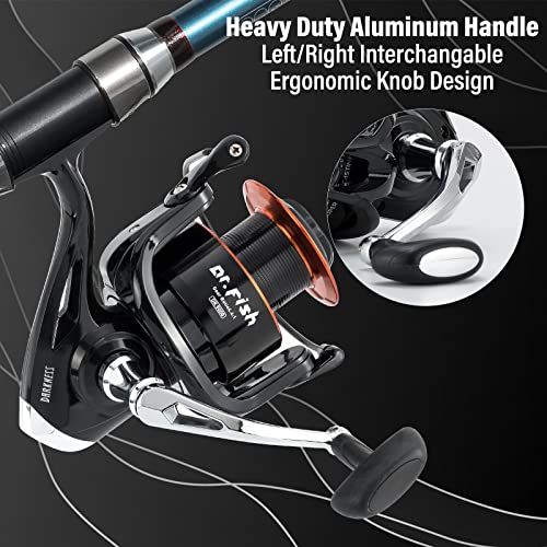 Dr.Fish Darkness Spinning Reel 8000/9000 Saltwater Surf Fishing Graphite Body, 9+1 Stainless Steel BBS, 35lb Carbon Fiber Drag, Spare Spool, Heavy Duty Big Game Fishing Surf Casting - style: 9000