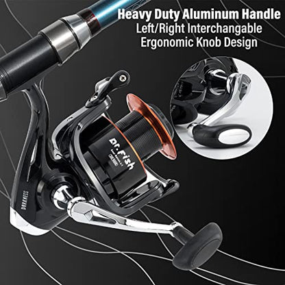 Dr.Fish Darkness Spinning Reel 8000/9000 Saltwater Surf Fishing Graphite Body, 9+1 Stainless Steel BBS, 35lb Carbon Fiber Drag, Spare Spool, Heavy Duty Big Game Fishing Surf Casting - style: 8000