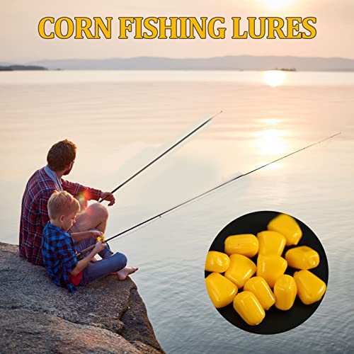 100Pcs Bag Artificial Corn Lures, Reusable Carp Fishing Lures,Useful Outdoor Freshwater Soft Artificial Flavor Carp Baits Corn Fishing Luress,Yellow